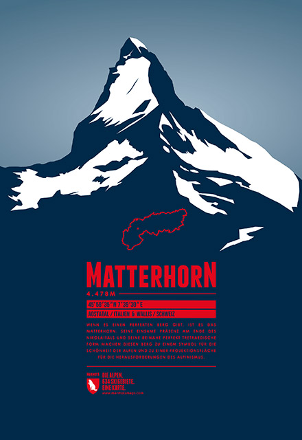 Marmota Maps mountain print of the Matterhorn