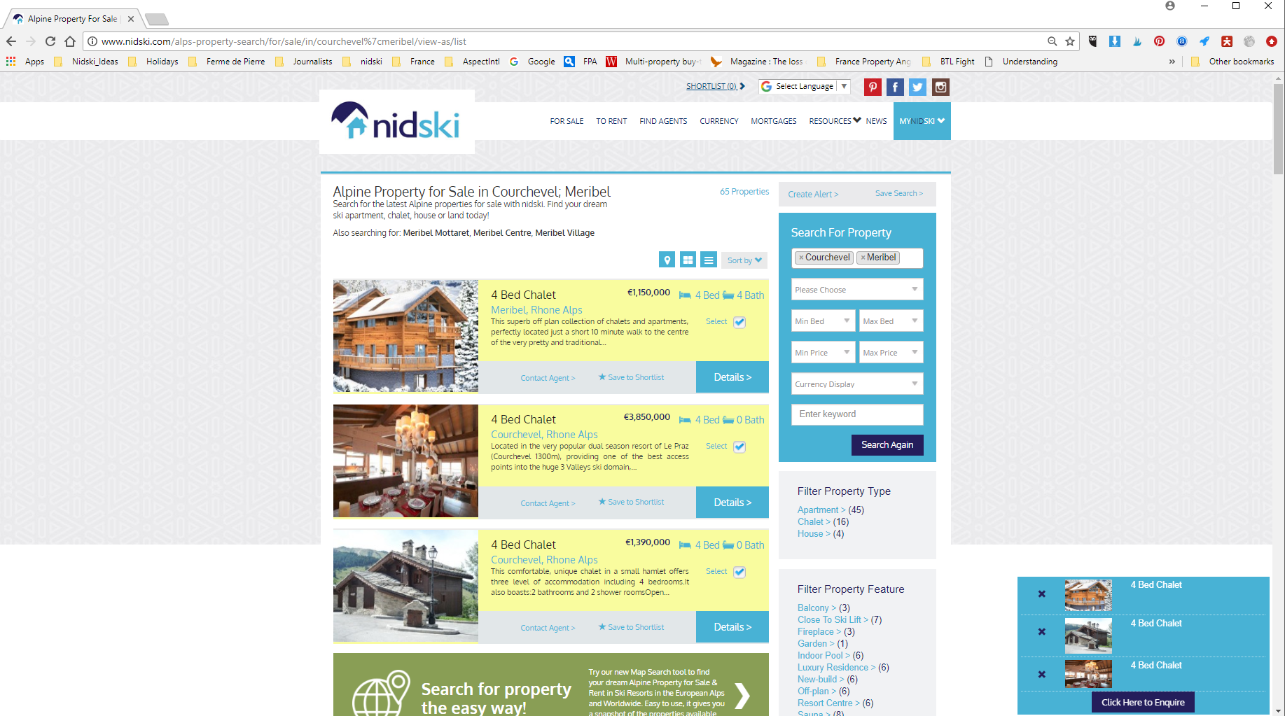 Mutliple Enquiry Search to Alpine Estate Agents with nidski.com